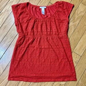 Liz Claiborne Coral Red Scoop Neck Top